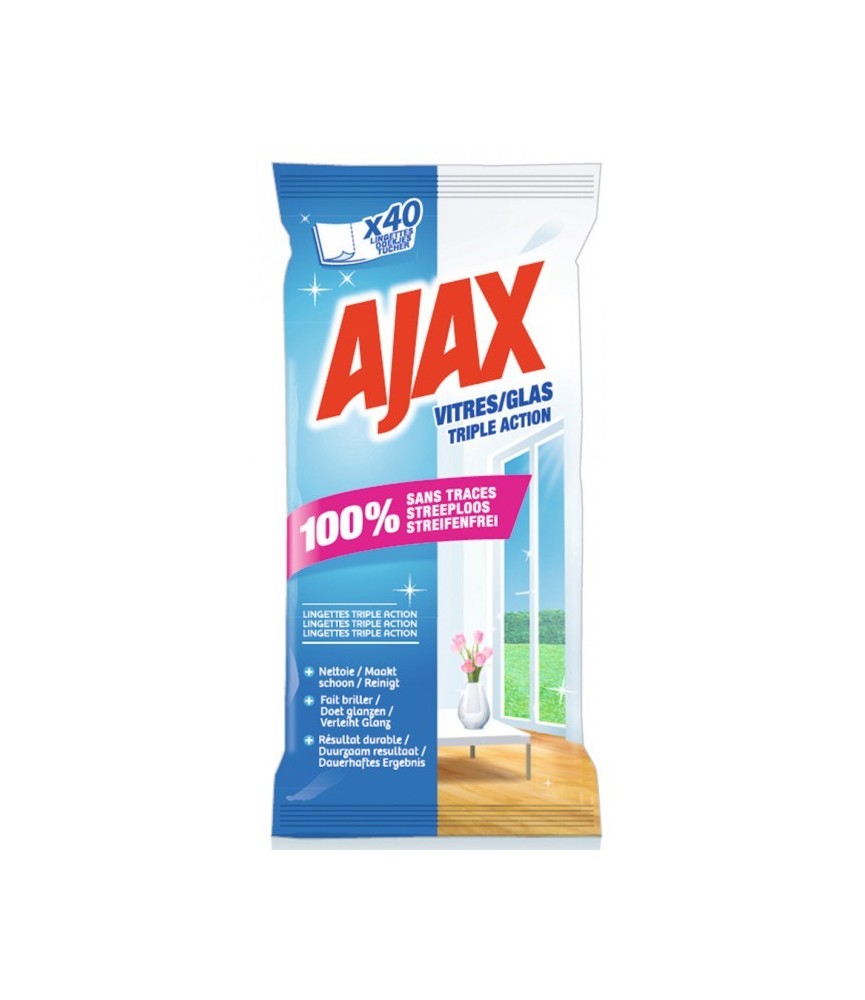 Lingettes vitres - x 40 - AJAX
