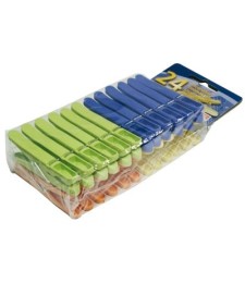 Lot de 24 pinces à linges en plastique multicolores - LAGUELLE