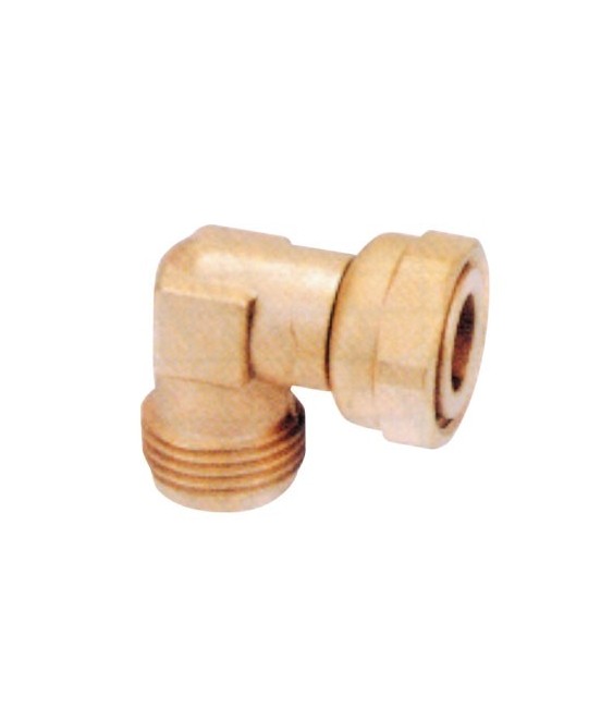 Coude laiton 90° pour raccord flexible gaz - 15 x 21 - EUROGAZ