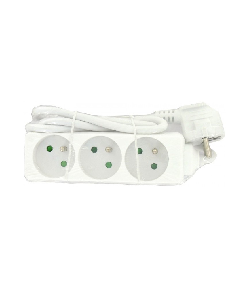 Bloc multiprise - 3 prises 2P + T sans interrupteur - DHOME Bloc multiprise - 3 prises 2P + T sans interrupteur - DHOME