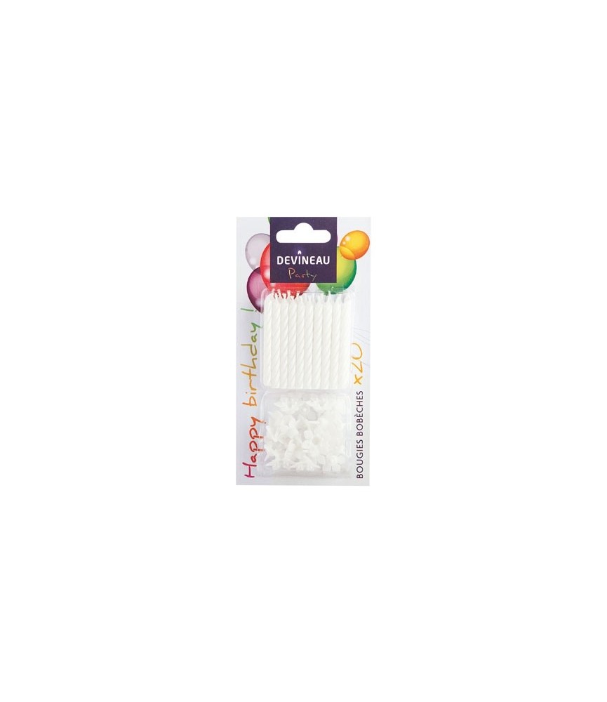 20 Bougies d'anniversaire classique blanches - DEVINEAU