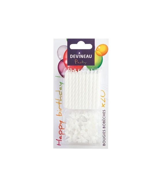 20 Bougies d'anniversaire classique blanches - DEVINEAU