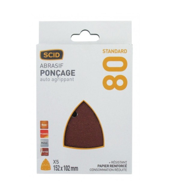 5 patins auto-aggripant détachable - Grain 80 - SCID