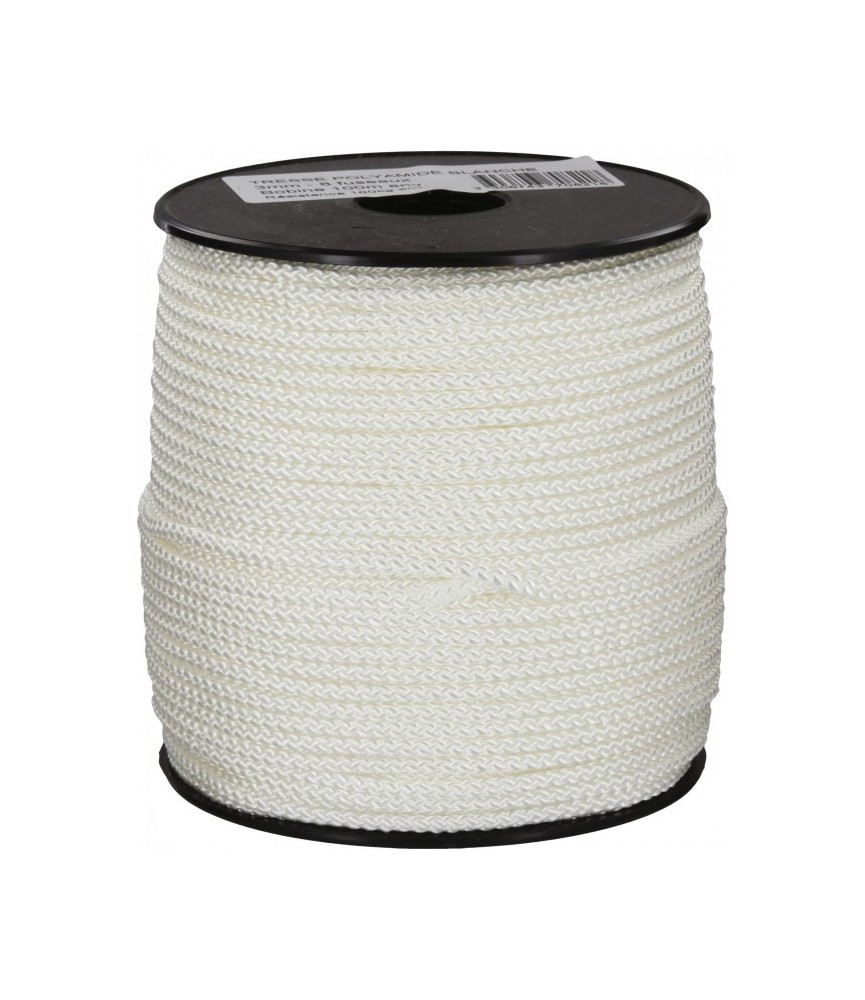 Bobine de 100 m Drisse tressé blanc - 3 mm Bobine de 100 m Drisse tressé blanc - 3 mm