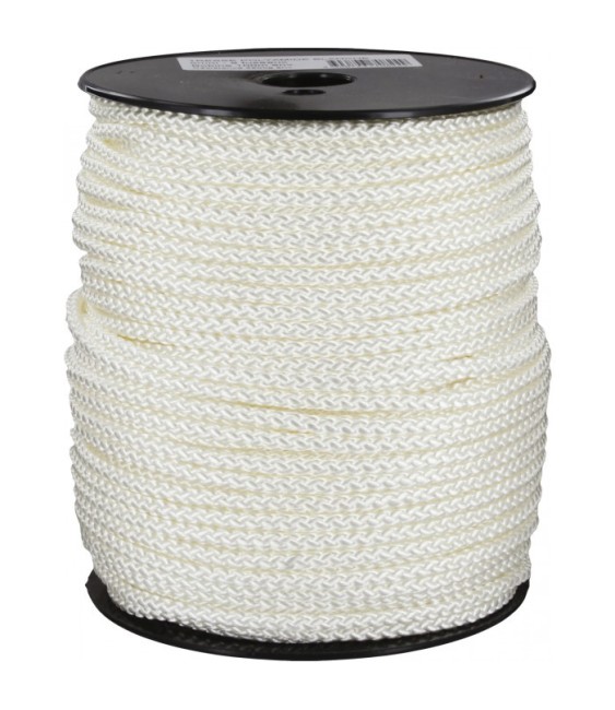 Bobine de 100 m Drisse tressé blanc - 5 mm