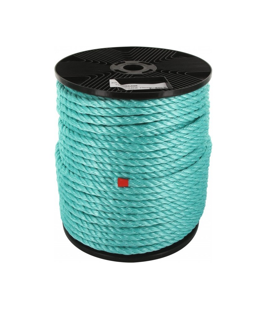 Bobine de 100 M de cordage en polypropylène - 4 torons - 10 mm Bobine de 100 M de cordage en polypropylène - 4 torons - 10 mm