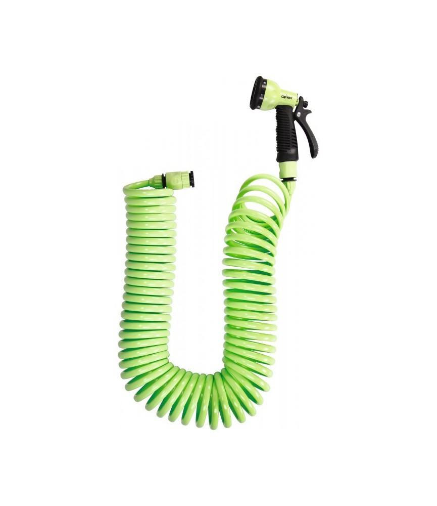 Tuyau spirale de balcon - Auto-rétractable - 15 M - CAP VERT Tuyau spirale de balcon - Auto-rétractable - 15 M - CAP VERT
