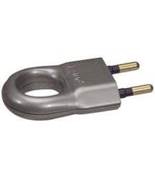 Fiche mâle plastique - 2 P - 6 A - Alu - LEGRAND