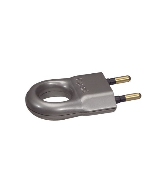 Fiche mâle plastique - 2 P - 6 A - Alu - LEGRAND