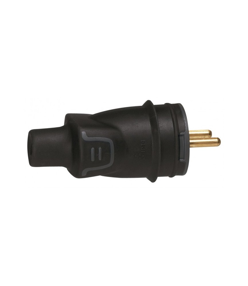 Fiche caoutchouc noire 2P+T 16 A Legrand - Connexion à vis - Sortie droite Mâle Fiche caoutchouc noire 2P+T 16 A Legrand - Connexion à vis - Sortie droite Mâle