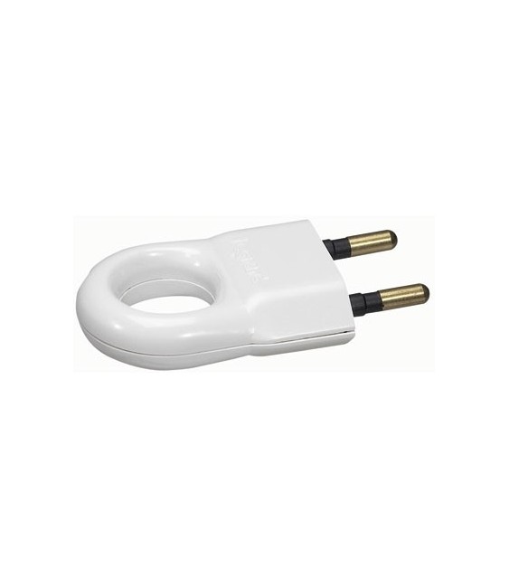 Fiche mâle plastique - 2 P - 6 A - Blanc - LEGRAND