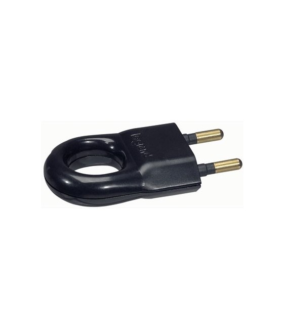 Fiche mâle plastique - 2 P - 6 A - Noir - LEGRAND