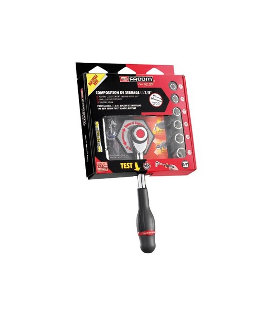 Kit cliquet à manche rotatif - Serrage 3/8" - FACOM