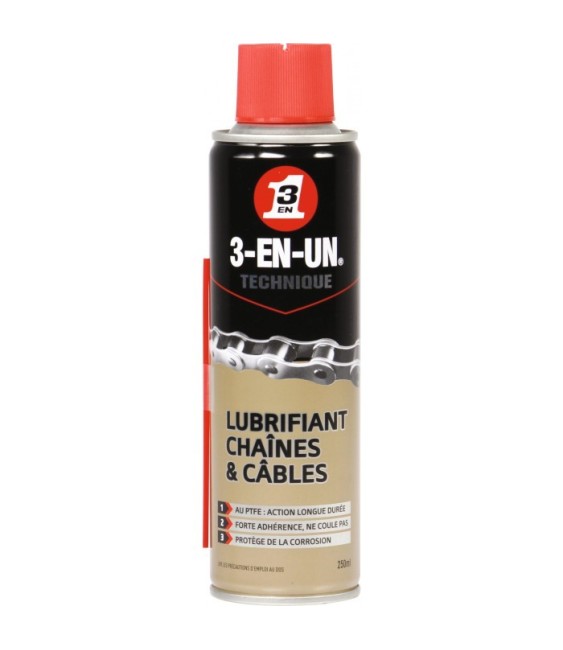 Lubrifiant chaînes et câbles - 250 ml - 3-EN-UN