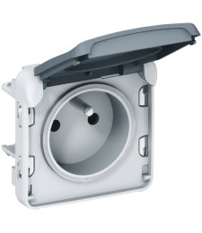 Prise de courant et volet de protection IP 55 Plexo - 2P+T - Gris - LEGRAND