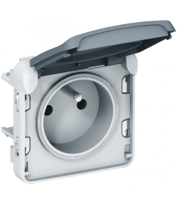 Prise de courant et volet de protection IP 55 Plexo - 2P+T - Gris - LEGRAND