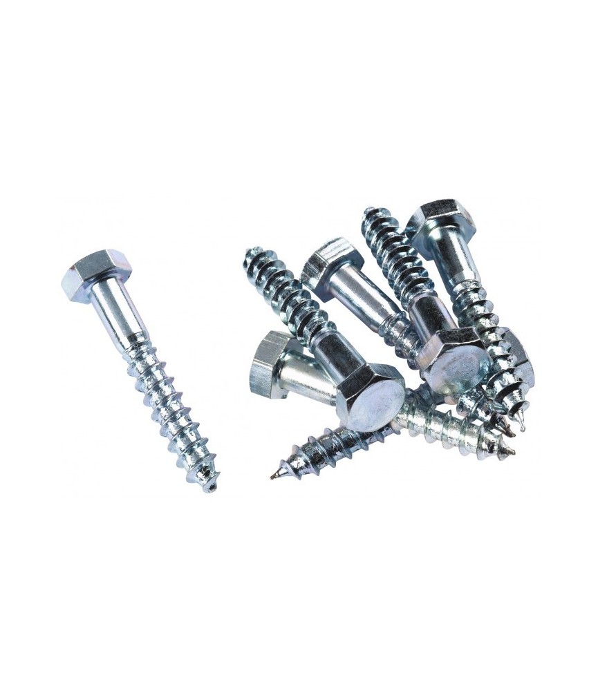 Tirefond tête héxagonale Acier zingué -  8 x 40 mm - Boîte de 25 - FIX'PRO