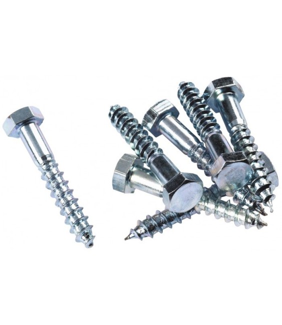 Tirefond tête héxagonale Acier zingué -  8 x 40 mm - Boîte de 25 - FIX'PRO