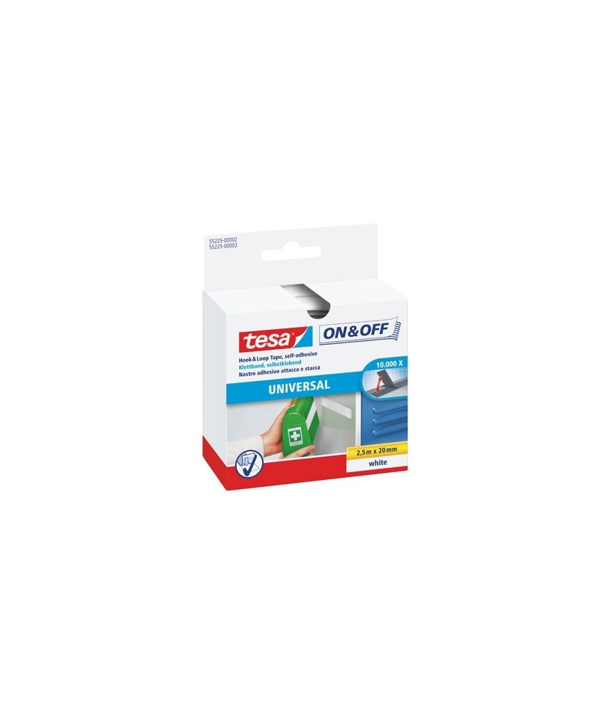 Bande auto-agrippante à coller Blanc - 2.5 m x 20 mm - TESA