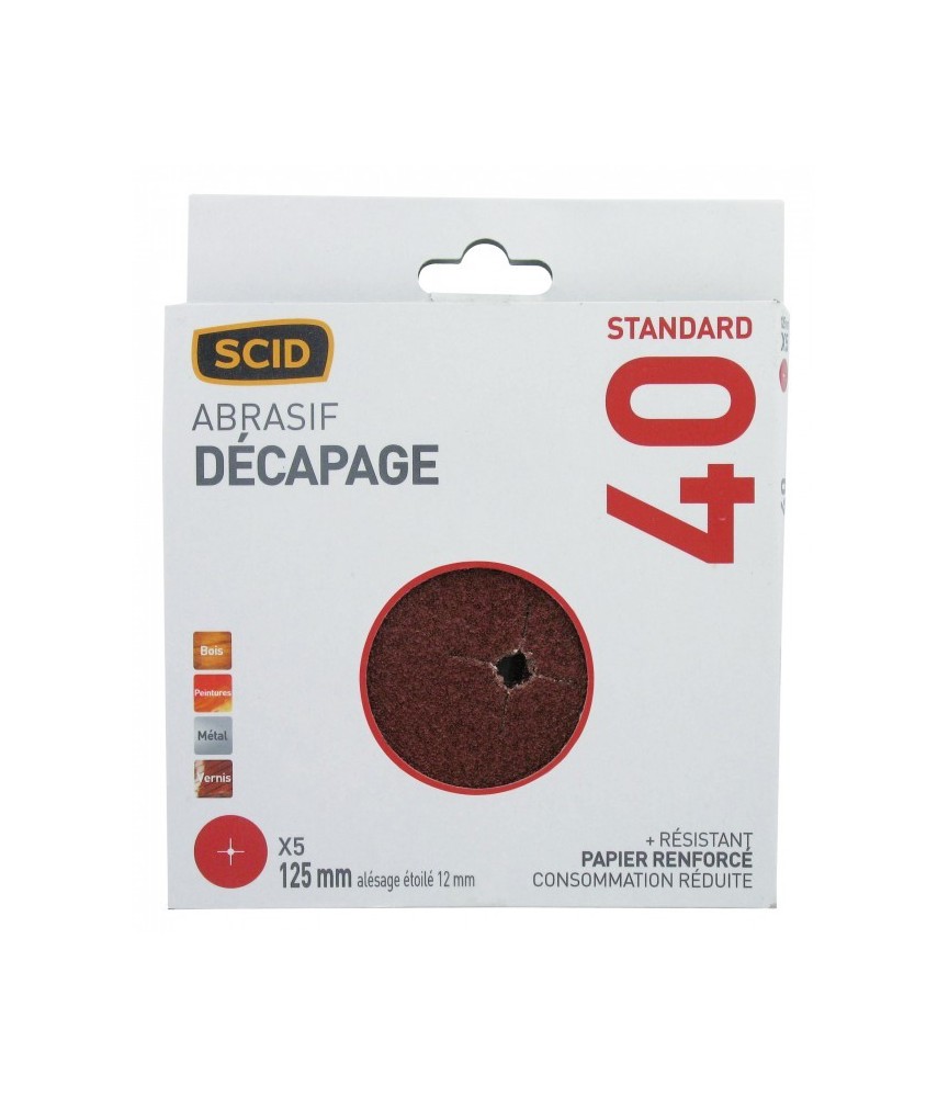 Disque corindon étoilé 125 x 12 mm - Grain 40 - Lot de 5 - SCID Disque corindon étoilé 125 x 12 mm - Grain 40 - Lot de 5 - SCID