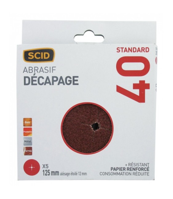 Disque corindon étoilé 125 x 12 mm - Grain 40 - Lot de 5 - SCID