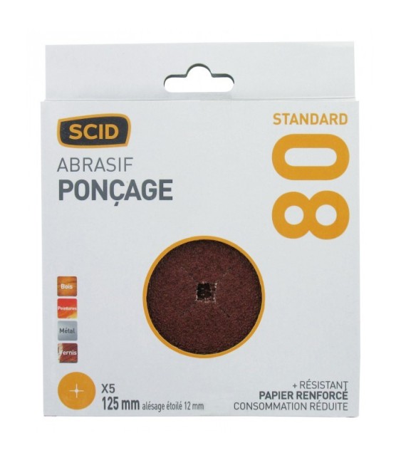 Disque corindon étoilé 125 x 12 mm - Grain 80 - Lot de 5 - SCID
