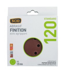 Disque corindon auto-agrippant 125 mm 8T - Grain 120 - Lot de 5 - SCID