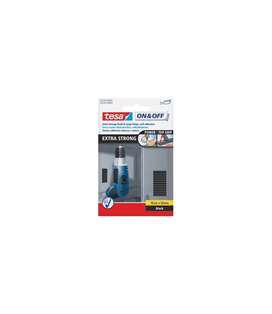 Bandelettes extra dures - 10cm x 50 mm, noir - VELCRO TESA