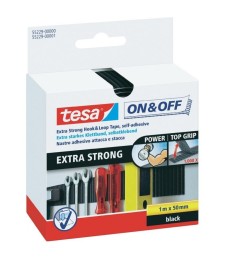 Bande Extra Strong Velcro - Noir - 1 m x 50 mm - TESA