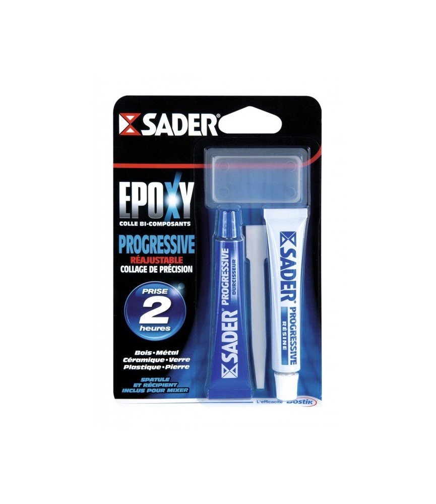 Colle époxy progressive Sader - 2 tubes 15 ml