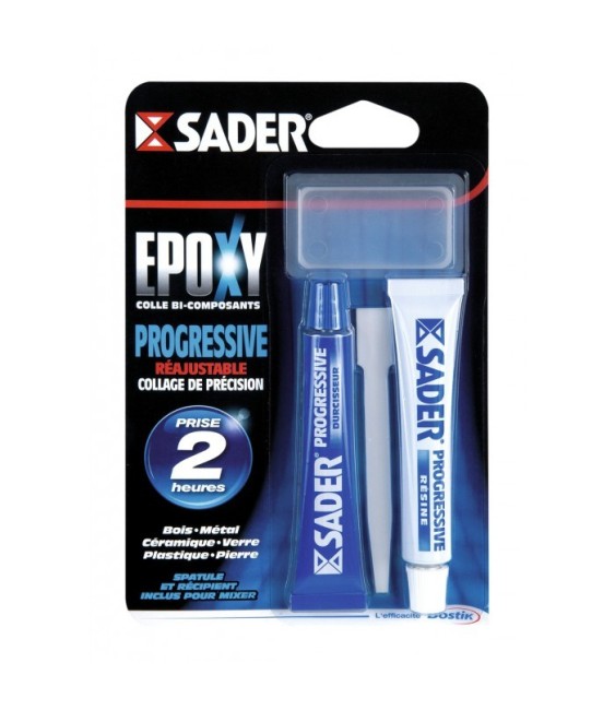 Colle époxy progressive Sader - 2 tubes 15 ml