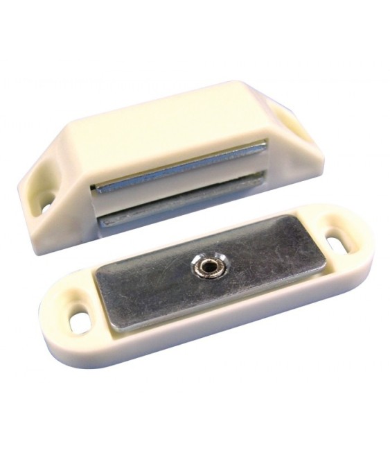 Loqueteau magnétique 5/6 Kg - Blanc - 45 mm - Lot de 2 - STRAUSS