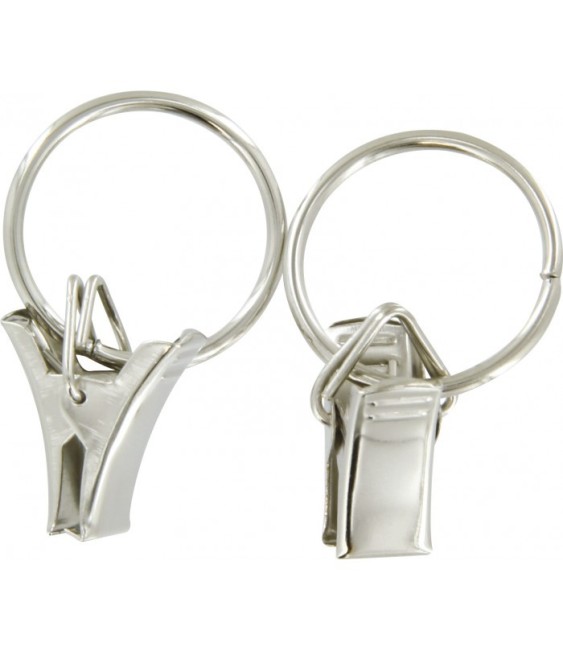 Anneaux à pince nickelé -  22 mm - Lot de 10