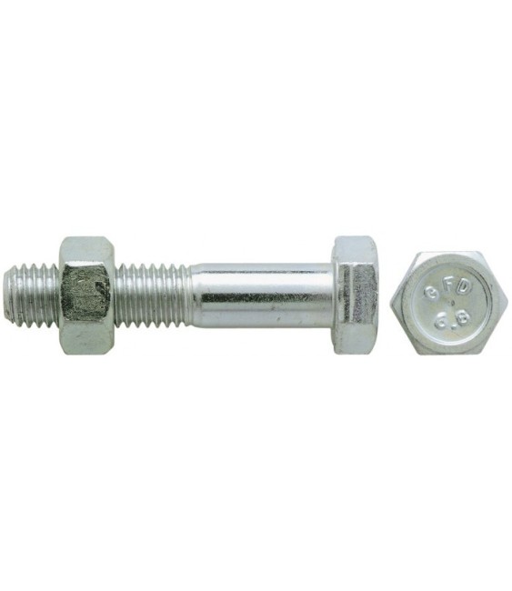 Boulon tête hexagonale 6 pans 6/8 -  10 x 40 mm - Boîte de 100