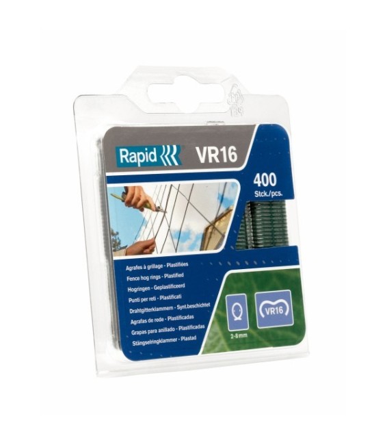 Agrafes VR 16 plastifiés vertes - Boîte de 400 - RAPID