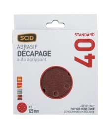 Disque corindon auto-agrippant 125 mm 8T - Grain 40 - Lot de 5 - SCID