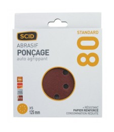 Disque corindon auto-agrippant 125 mm 8T - Grain 80 - Lot de 5 - SCID