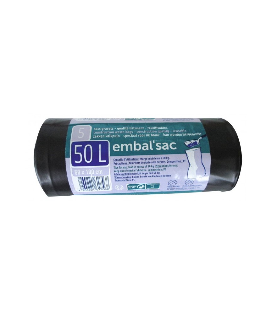 Sac à gravats de 50 L - Lot de 5