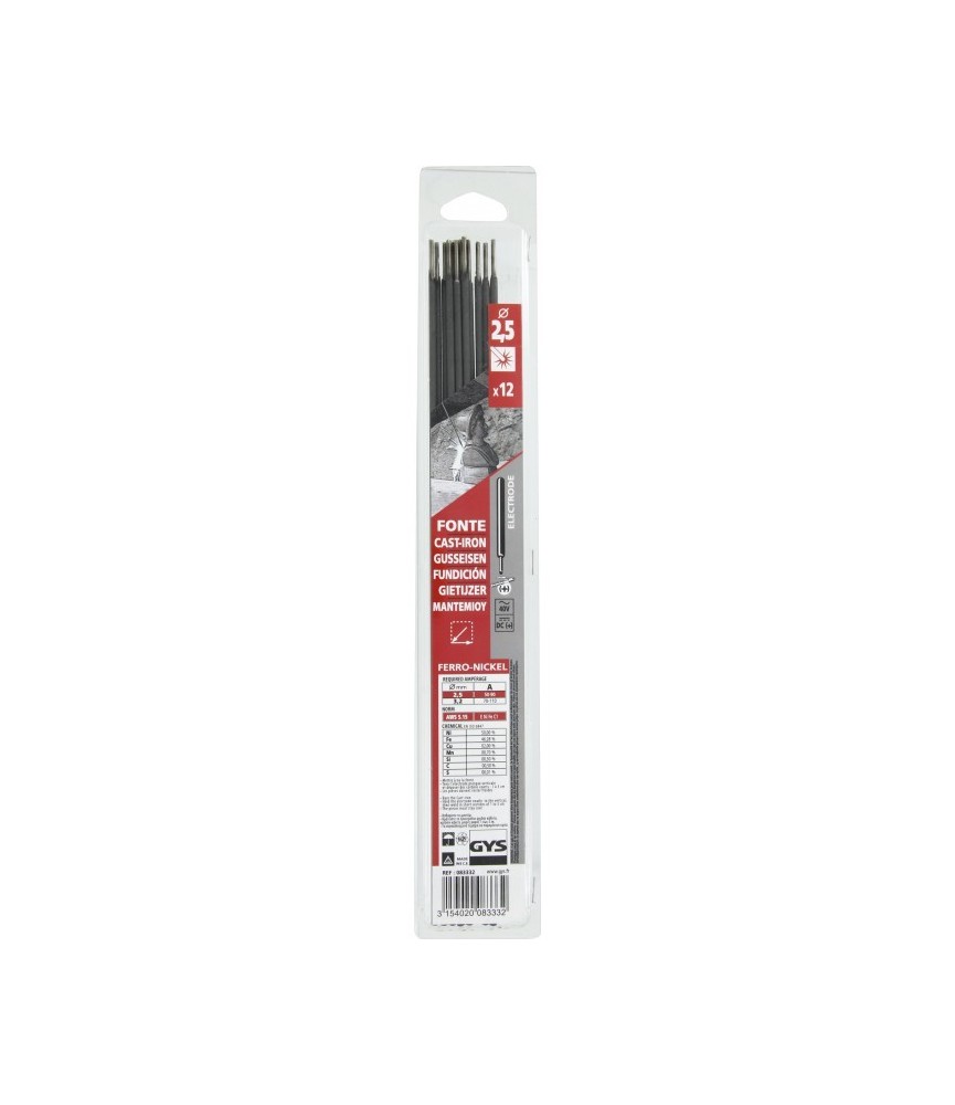 Électrodes de soudage - Spécial Fonte - 2.5 mm - Boîte de 12 - GYS Électrodes de soudage - Spécial Fonte - 2.5 mm - Boîte de 12 - GYS