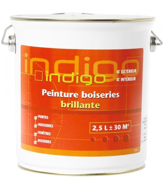 Peinture brillante pour boisseries - Blanc - 2.5 L - INDIGO