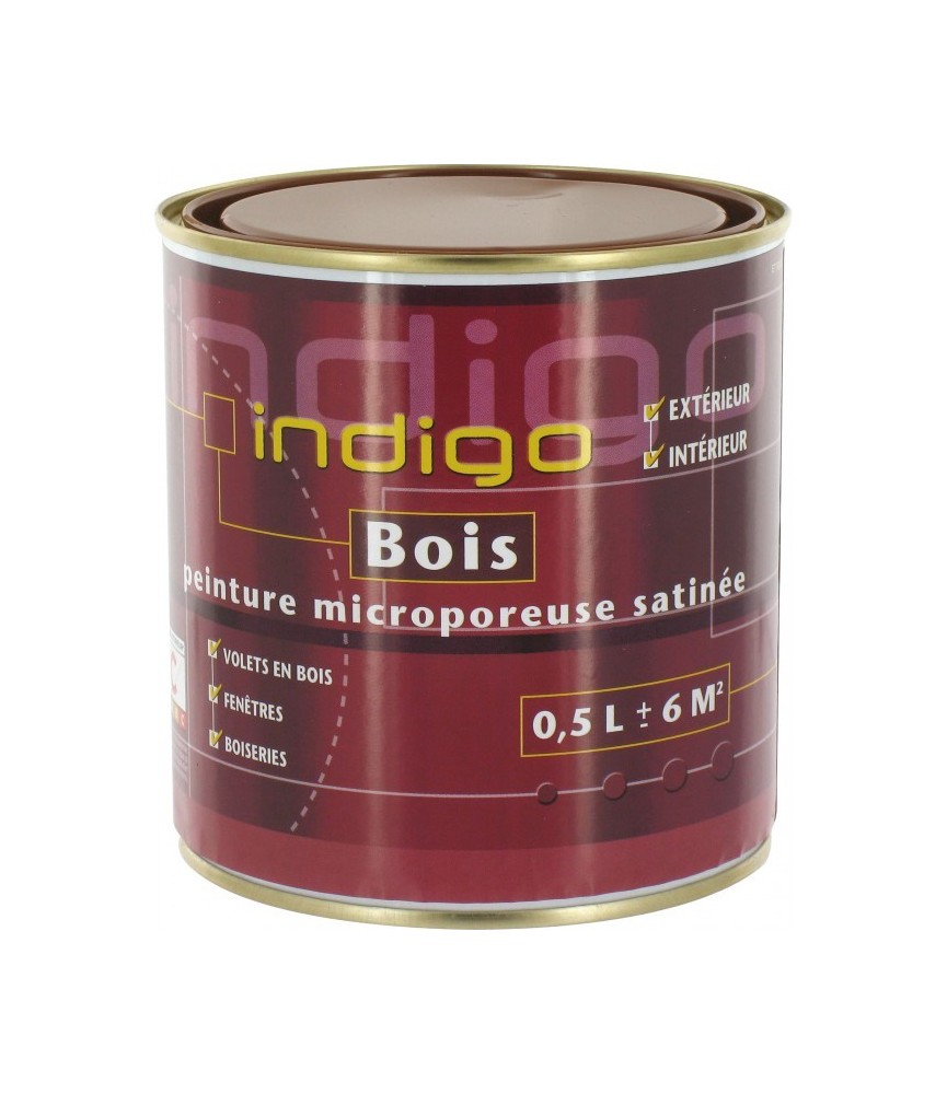 Peinture satinée microporeuse pour bois - Chataigne - 500 ml - INDIGO