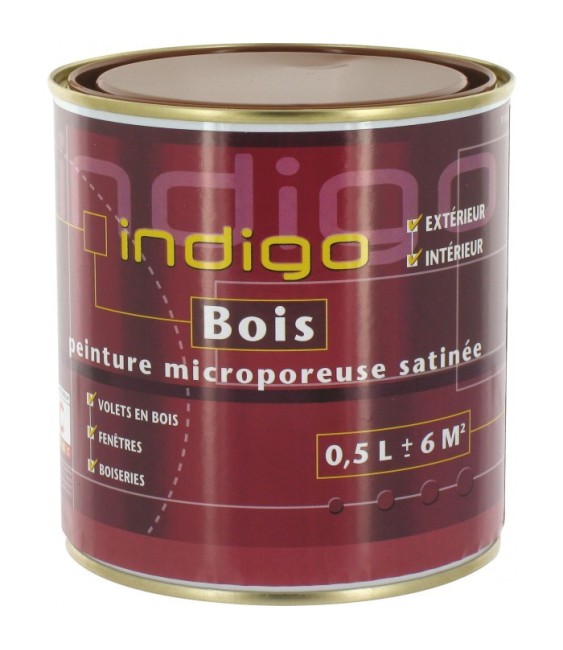 Peinture satinée microporeuse pour bois - Chataigne - 500 ml - INDIGO