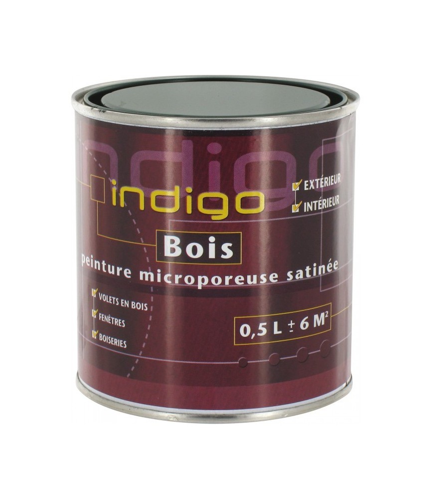 Peinture satinée microporeuse pour bois - Vert Marin - 500 ml - INDIGO