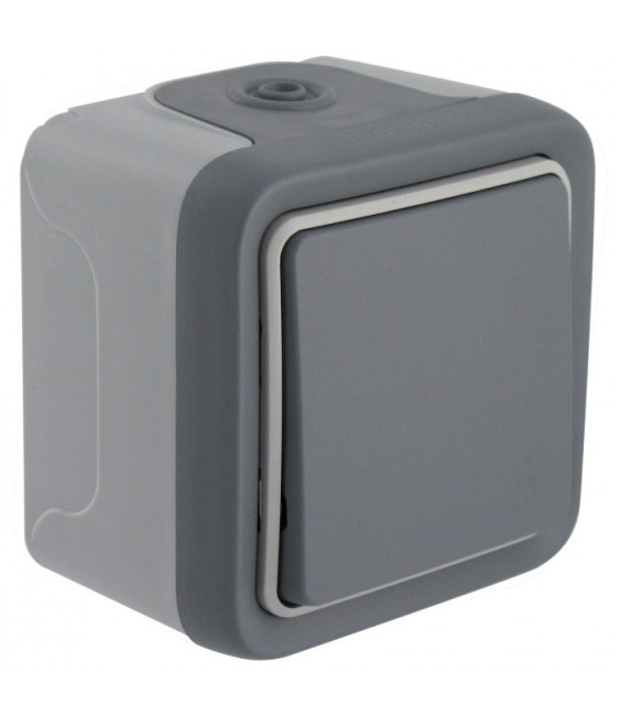Poussoir simple No Plexo saillie - 10 A - Gris - LEGRAND