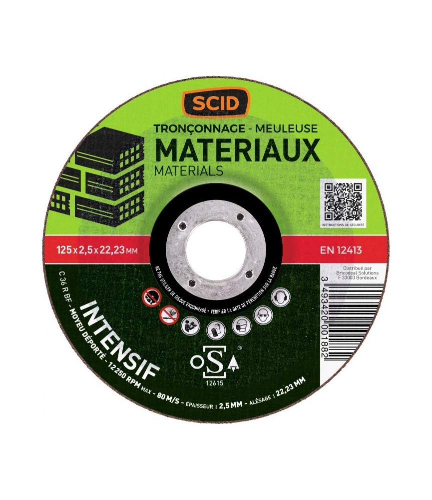 Disque à tronçonner - Usage fréquent - 125 x 2.5 mm - SCID Disque à tronçonner - Usage fréquent - 125 x 2.5 mm - SCID