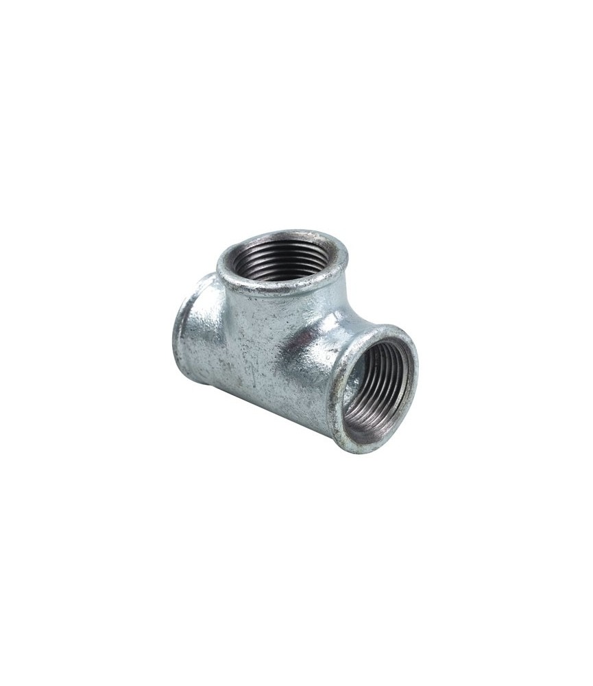 Té égal Femelle 130 en fonte galvanisée - 20 x 27 mm - CAP VERT