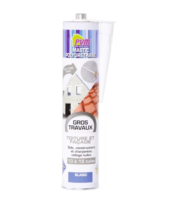 Mastic colle blanc pour toiture et façade - 310 ml - PVM