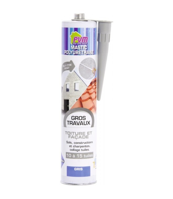 Mastic colle gris pour toiture et façade - 310 ml - PVM