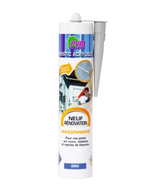 Mastic gris pour maçonnerie / fissures - 310 ml - PVM