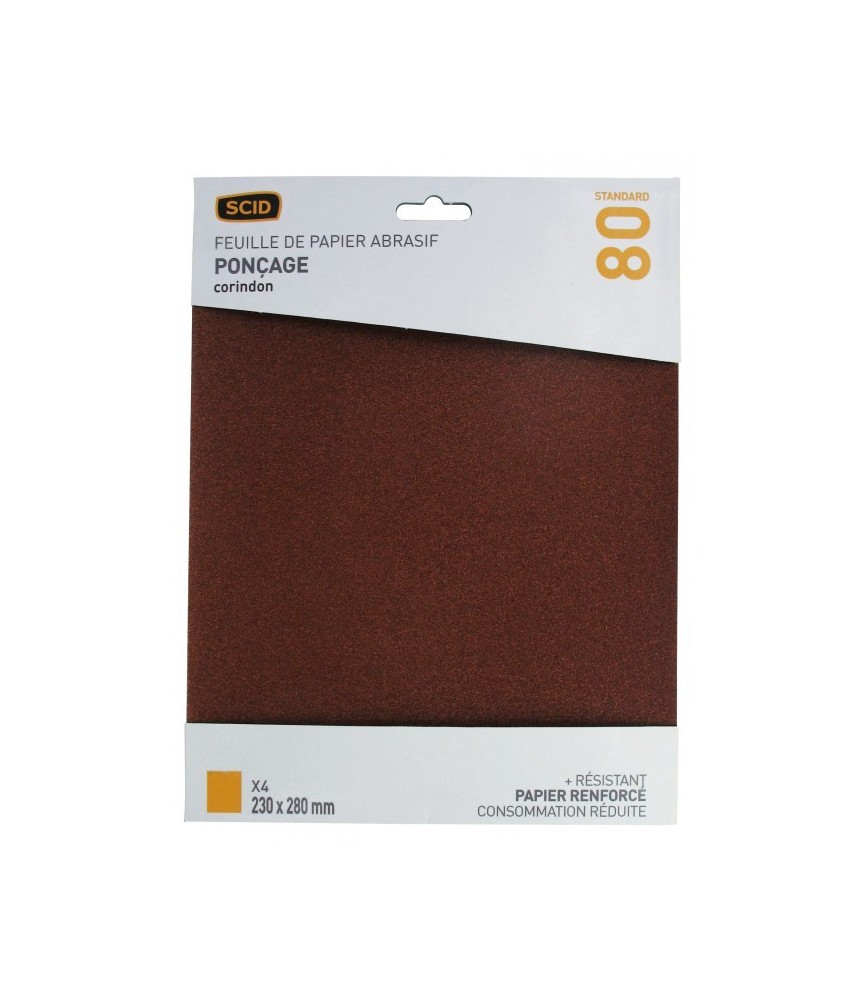 Papier Corindon 230 x 280 mm - Grain 80 - Lot de 4 - SCID